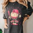 Baseball Drip Ice Cream Breast Cancer Awareness Boys & Girls Women's Comfort Colors T-Shirt Pepper