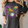 Baseball Ice Cream Drip Boys Mardi Gras Carnival Party Mask Women's Comfort Colors T-Shirt Pepper Baseball Ice Cream Drip Boys Mardi Gras Carnival Party Mask Women's Comfort Colors T-Shirt Pepper