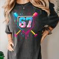 Baseball Ice Cream Drip Number 67 Player 67th Birthday 67 Women's Comfort Colors T-Shirt Pepper Baseball Ice Cream Drip Number 67 Player 67th Birthday 67 Women's Comfort Colors T-Shirt Pepper