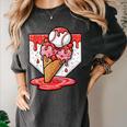 Baseball Ice Cream Drip Baseball Strawberry For Youth Red Women's Comfort Colors T-Shirt Pepper Baseball Ice Cream Drip Baseball Strawberry For Youth Red Women's Comfort Colors T-Shirt Pepper