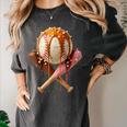 Baseball Ice Cream Drip Style Melting Ice Cream Youth Teen Women's Comfort Colors T-Shirt Pepper