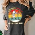 Baseball Mom I Created A Monster He Calls Me Mom Women's Comfort Colors T-Shirt Pepper