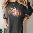 Baseball Mom With Garden Flowers Women's Comfort Colors T-Shirt Pepper Baseball Mom With Garden Flowers Women's Comfort Colors T-Shirt Pepper