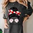 Baseball Mom Leopard Messy Bun Game Day Women's Comfort Colors T-Shirt Pepper