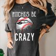 Baseball Mom Pitches Be Crazy Lips Premium Women's Comfort Colors T-Shirt Pepper Baseball Mom Pitches Be Crazy Lips Premium Women's Comfort Colors T-Shirt Pepper