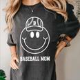 Baseball Mom Smile Face Shirt Varsity Cute Happy Face Women Premium Women's Comfort Colors T-Shirt Pepper
