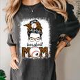 Baseball Mom Women Messy Bun Leopard Mother's Day Women's Comfort Colors T-Shirt Pepper