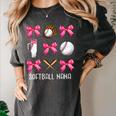 Baseball Nana Era Bows Baseball Mom Women Women's Comfort Colors T-Shirt Pepper