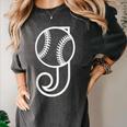Baseball Sport Player Monogram Cool Initial Letter J Women's Comfort Colors T-Shirt Pepper Baseball Sport Player Monogram Cool Initial Letter J Women's Comfort Colors T-Shirt Pepper