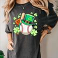 Baseball St Patricks Day Lucky Baseball Player Shamrock Women's Comfort Colors T-Shirt Pepper Baseball St Patricks Day Lucky Baseball Player Shamrock Women's Comfort Colors T-Shirt Pepper