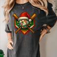 Baseball Xmas Christmas Baseball Ice Cream Drip Boys Women's Comfort Colors T-Shirt Pepper