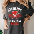 Boys Baseball Valentines Day Stealing Hearts Valentine Kids Women's Comfort Colors T-Shirt Pepper