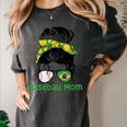 Brazil Baseball Mom Messy Bun Women's Comfort Colors T-Shirt Pepper
