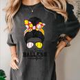 Busy Raising Ballers Softball Messy Bun Baseball Mom Women's Comfort Colors T-Shirt Pepper Busy Raising Ballers Softball Messy Bun Baseball Mom Women's Comfort Colors T-Shirt Pepper