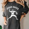 Christian Jesus Saves Baseball Pitcher Heaven 01 Sports Women's Comfort Colors T-Shirt Pepper Christian Jesus Saves Baseball Pitcher Heaven 01 Sports Women's Comfort Colors T-Shirt Pepper