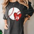 Custom Baseball Mom Number 28 Heart For Mom Mommy Women's Comfort Colors T-Shirt Pepper