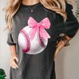 Cute Coquette Baseball Pink Bow Player & Fan Girls Women's Comfort Colors T-Shirt Pepper Cute Coquette Baseball Pink Bow Player & Fan Girls Women's Comfort Colors T-Shirt Pepper
