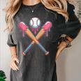 Dripping Pink Baseball Crossed Bats Summer Women's Comfort Colors T-Shirt Pepper Dripping Pink Baseball Crossed Bats Summer Women's Comfort Colors T-Shirt Pepper