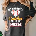 My Favorite Catcher Calls Me Mom Catcher Baseball Mom Heart Women's Comfort Colors T-Shirt Pepper