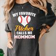 My Favorite Pitcher Calls Me MomMom Pitcher Baseball Mom Mom Women's Comfort Colors T-Shirt Pepper