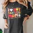 Groovy Retro I Love Hot Baseball Moms With After Game Snacks Women's Comfort Colors T-Shirt Pepper