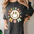 Happy Baseball Mom Groovy Retro Floral Smiling Face Women's Comfort Colors T-Shirt Pepper Happy Baseball Mom Groovy Retro Floral Smiling Face Women's Comfort Colors T-Shirt Pepper