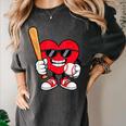 Heart Playing Baseball Valentines Day Women's Comfort Colors T-Shirt Pepper Heart Playing Baseball Valentines Day Women's Comfort Colors T-Shirt Pepper