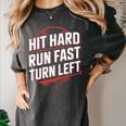 Hit Hard Run Fast Turn Left Baseball Fan Red Graphic Women's Comfort Colors T-Shirt Pepper Hit Hard Run Fast Turn Left Baseball Fan Red Graphic Women's Comfort Colors T-Shirt Pepper