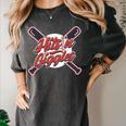Hits 'n Giggles Baseball Player Women Baseball Mom Mother Women's Comfort Colors T-Shirt Pepper