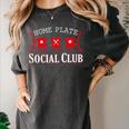 Home Plate Social Club Softball Season Baseball Mom Premium Women's Comfort Colors T-Shirt Pepper