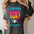 HUGvyn I Survived 100 Days Baseball Teacher Ice Cream Drip Women's Comfort Colors T-Shirt Pepper HUGvyn I Survived 100 Days Baseball Teacher Ice Cream Drip Women's Comfort Colors T-Shirt Pepper