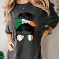 Ireland Baseball Mom Messy Bun Irish Baseball Girl Women's Comfort Colors T-Shirt Pepper Ireland Baseball Mom Messy Bun Irish Baseball Girl Women's Comfort Colors T-Shirt Pepper