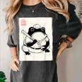 Japanese Grumpy Frog Baseball Player Baseball Women's Comfort Colors T-Shirt Pepper