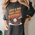 Just A Boy Who Loves Baseball Player Kids Women's Comfort Colors T-Shirt Pepper
