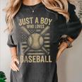 Just a Boy Who Loves Baseball Women's Comfort Colors T-Shirt Pepper Just a Boy Who Loves Baseball Women's Comfort Colors T-Shirt Pepper