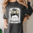 Leopard Messy Bun Mom Mother's Day Baseball Mommy Women's Comfort Colors T-Shirt Pepper