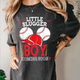 Little Slugger Boy Coming Soon Baby Announcement Baseball Women's Comfort Colors T-Shirt Pepper