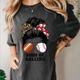 Mom Of Ballers Messy Bun Football Mom Baseball Mom Of Both Premium Tri-Blend Women's Comfort Colors T-Shirt Pepper