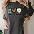 Peace Love Baseball Lover Motif For Women Pink Baseball Mom Women's Comfort Colors T-Shirt Pepper