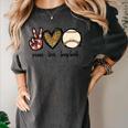 Peace Love Baseball Mom Leopard Print Cheetah Pattern Women's Comfort Colors T-Shirt Pepper
