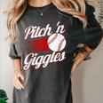 Pitch 'n Giggles Baseball Player Women Baseball Mom Women's Comfort Colors T-Shirt Pepper