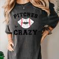 Pitches Be Crazy Baseball Moms Softball Players Hey Batter Women's Comfort Colors T-Shirt Pepper Pitches Be Crazy Baseball Moms Softball Players Hey Batter Women's Comfort Colors T-Shirt Pepper