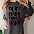 Play Hard Pray Hard Youth Boy Christian Baseball Jesus Women's Comfort Colors T-Shirt Pepper