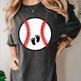 Pregnant Baseball Mom Pregnancy Announcement Baby Feet Belly Women's Comfort Colors T-Shirt Pepper Pregnant Baseball Mom Pregnancy Announcement Baby Feet Belly Women's Comfort Colors T-Shirt Pepper