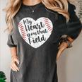 Retro My Heart Is On That Field Baseball Mom Mother's Day Women's Comfort Colors T-Shirt Pepper Retro My Heart Is On That Field Baseball Mom Mother's Day Women's Comfort Colors T-Shirt Pepper