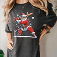 Santa Playing Baseball Christmas Candy Cane Fun Xmas Holiday Women's Comfort Colors T-Shirt Pepper