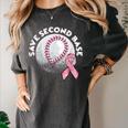 Save 2nd Base Breast Cancer Awareness Pink Ribbon Baseball Women's Comfort Colors T-Shirt Pepper