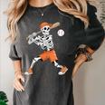 Skeleton Batting Baseball Halloween Women's Comfort Colors T-Shirt Pepper Skeleton Batting Baseball Halloween Women's Comfort Colors T-Shirt Pepper