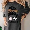 Soccer Baseball Mom Of Both Messy Bun Leopard Mother's Day Women's Comfort Colors T-Shirt Pepper