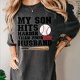 My Son Hits Harder Than Your Husband Baseball Mom Women's Comfort Colors T-Shirt Pepper
